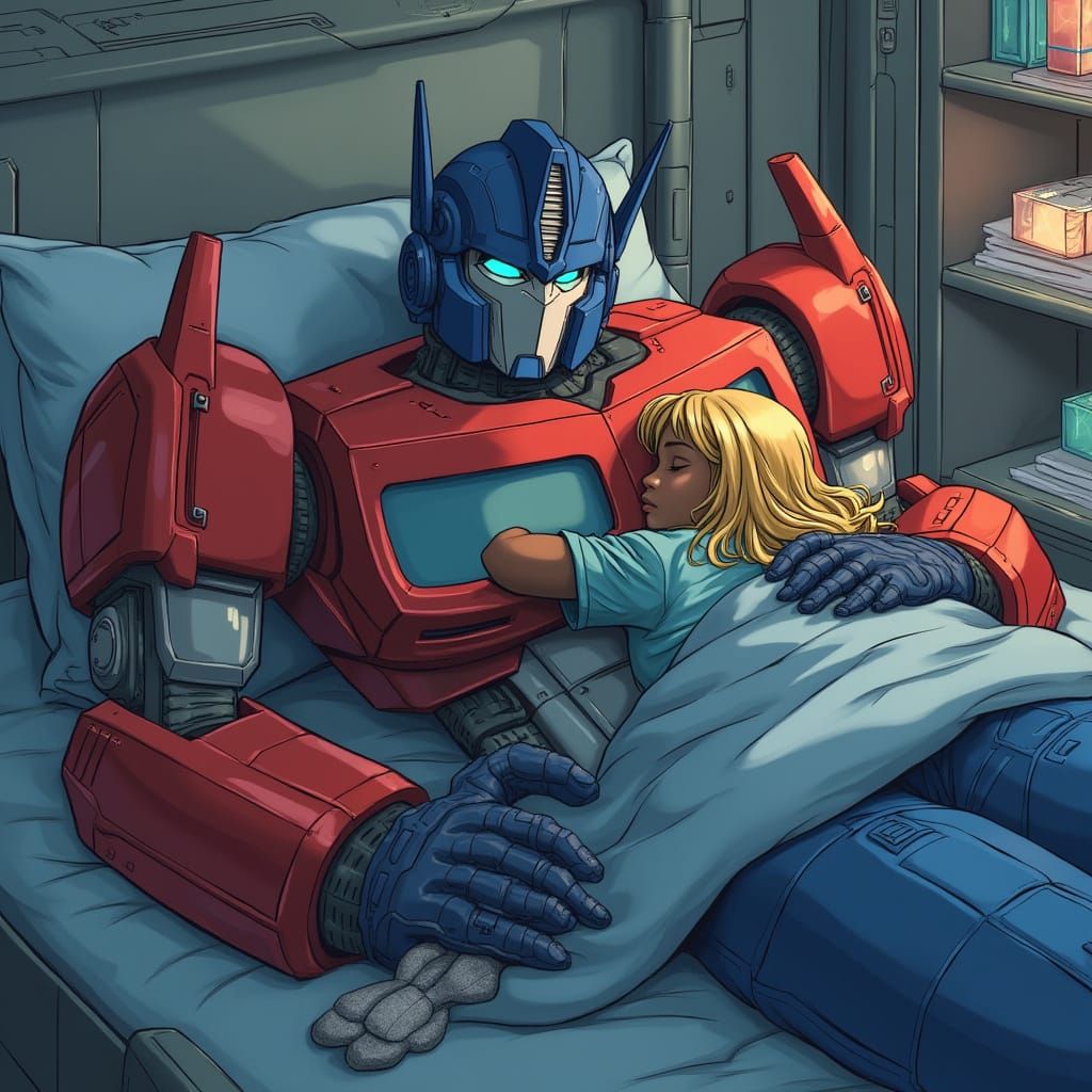 Autobot Guardian: Boy Sleeps on Optimus Prime