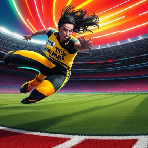 Dynamic Sports Action Illustration in Vibrant Digital Art