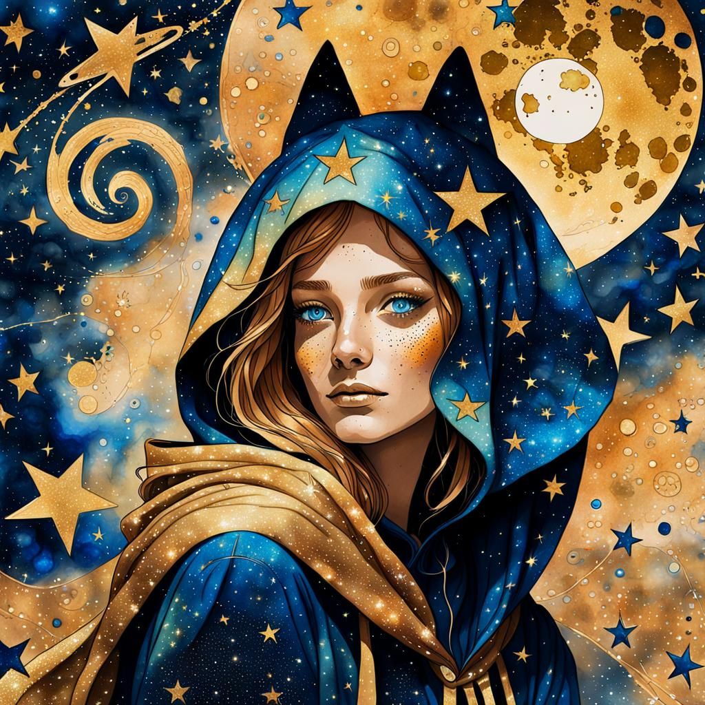 Dreamy Double Exposure Portrait in Watercolor Style