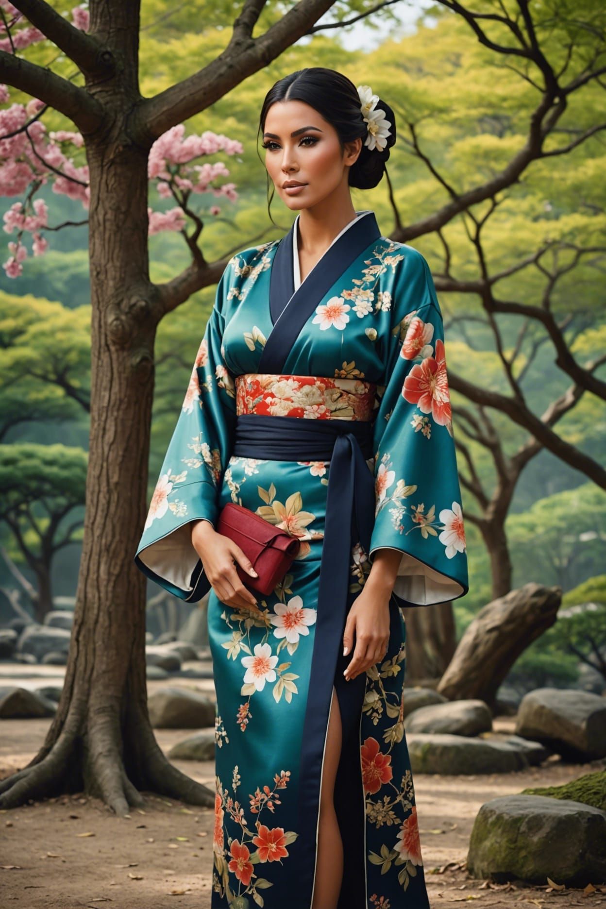 Kim Kardashian in Kimono: Detailed Matte Painting