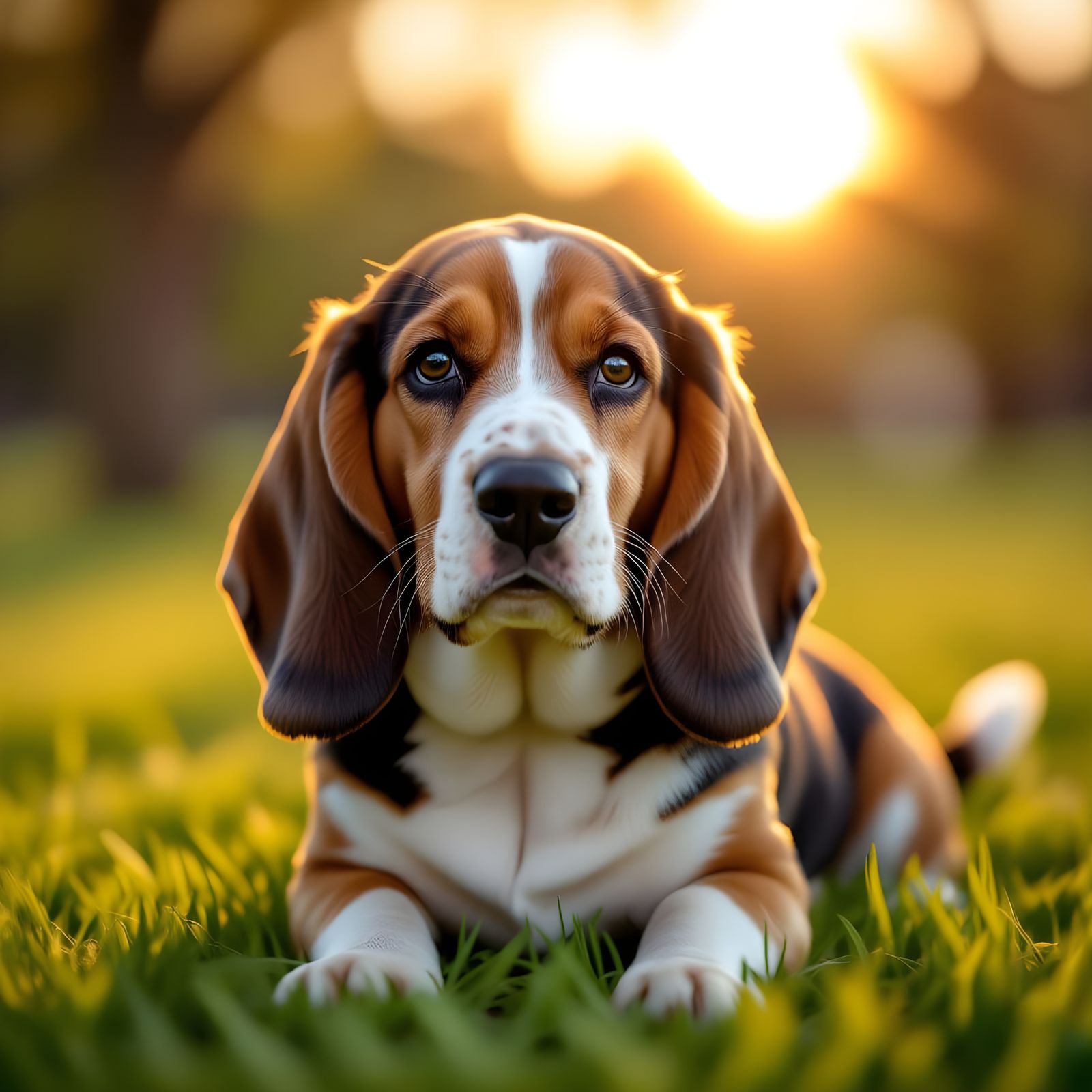 Basset Hound in Sunny Park - Photorealistic