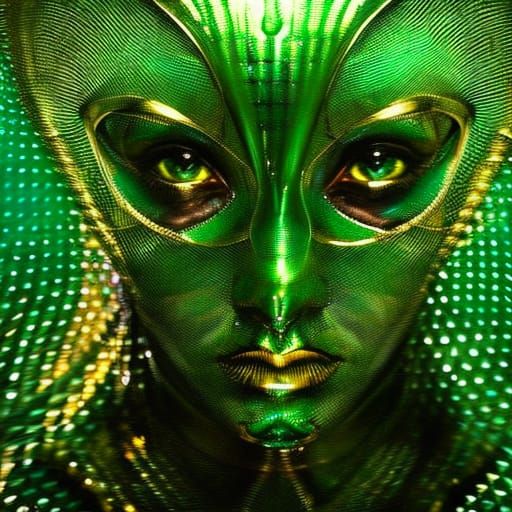 Hyperrealistic Portrait of a Scaled Alien Woman