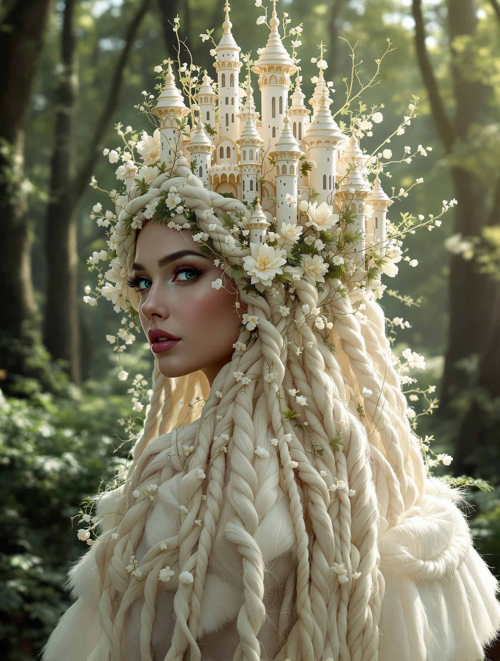 Ivory Castle Hairstyle in Dreamlike Forest