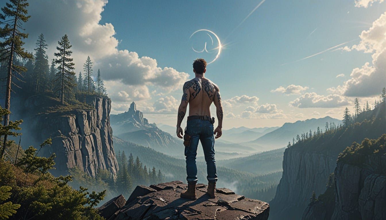 Epic Male Figure Stands at the Edge of a Mystical Forest