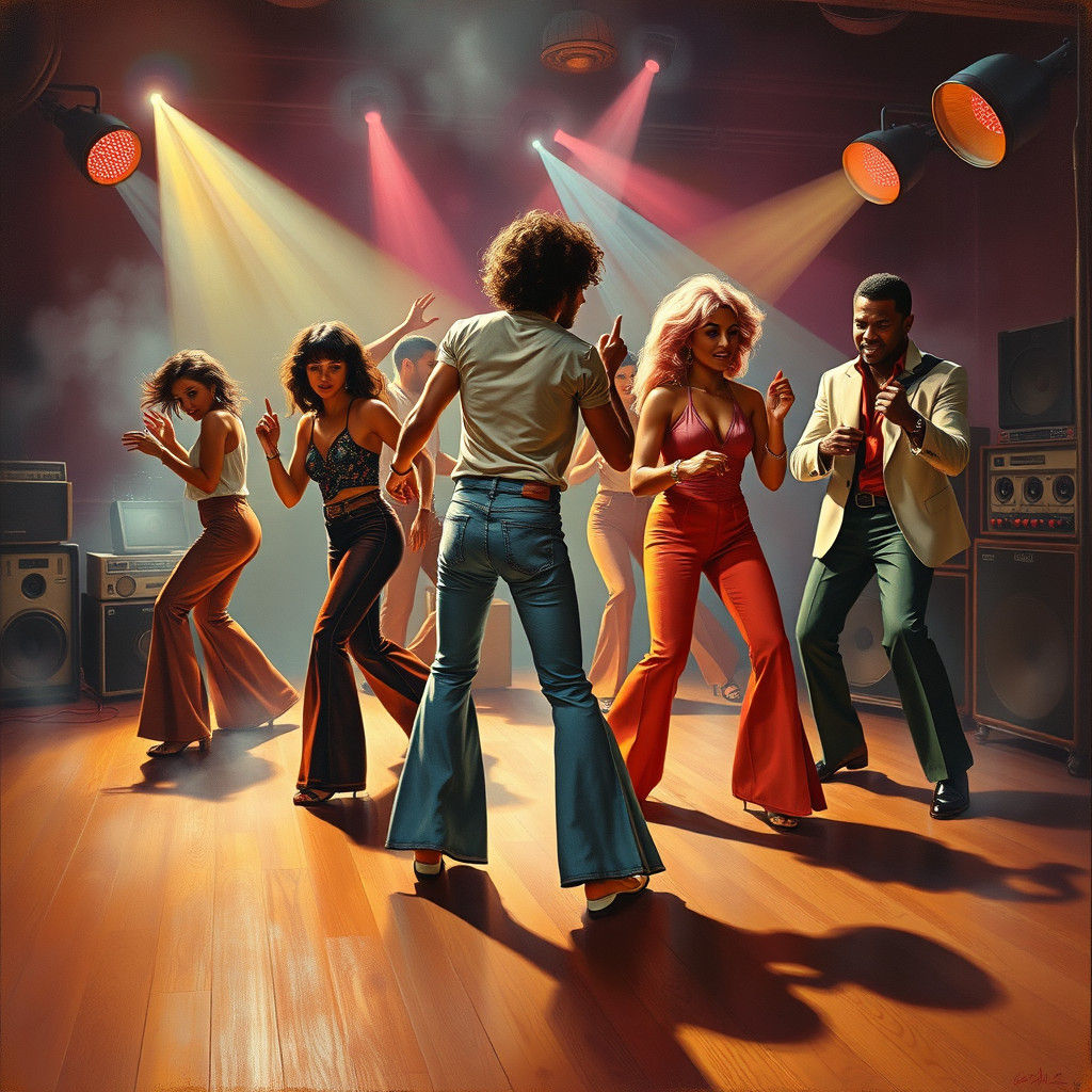 Funk Dancers in 1970s Disco Style