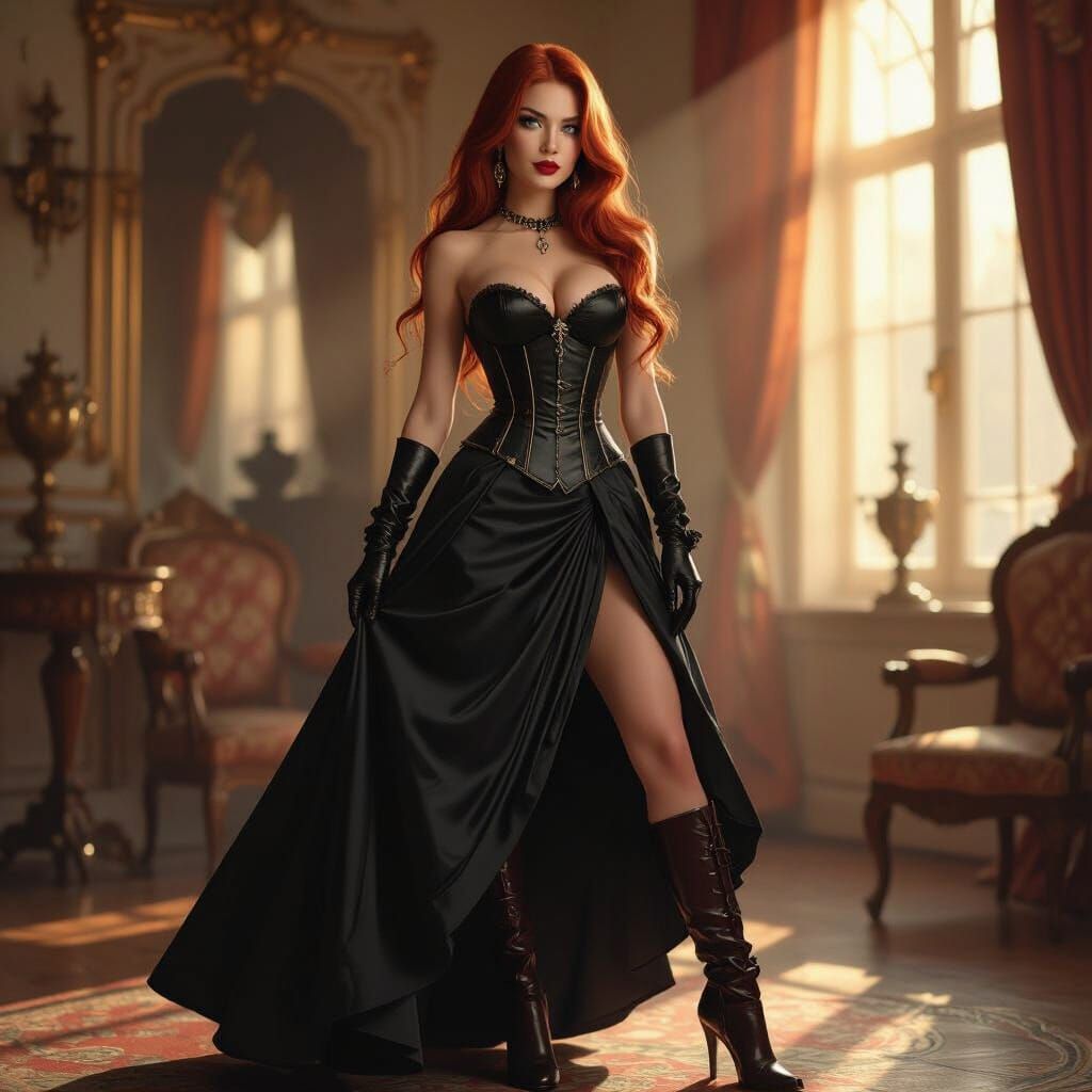 Steampunk Beauty in Lavish Victorian Parlor
