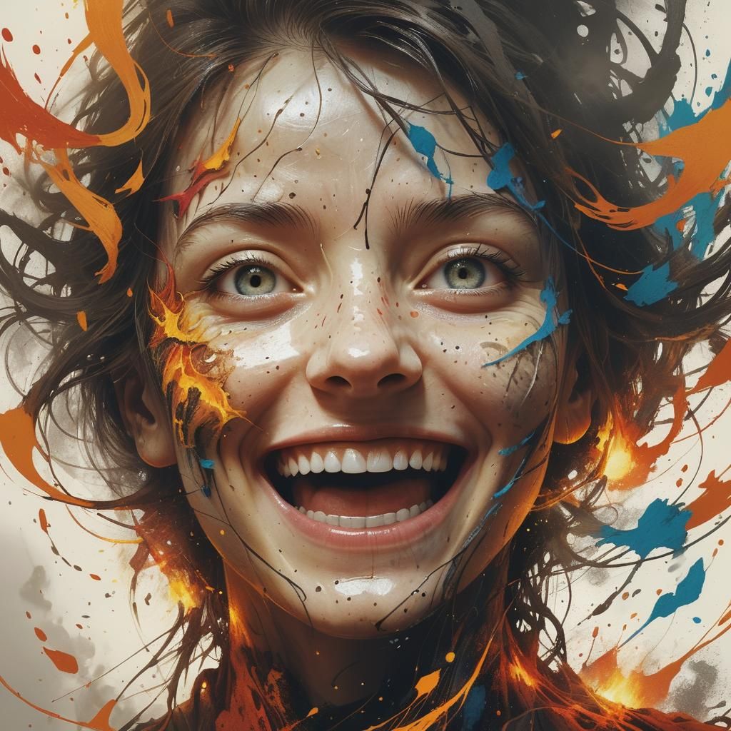 Dual Portrait with Chaotic Scribbles in Hyperrealistic Style