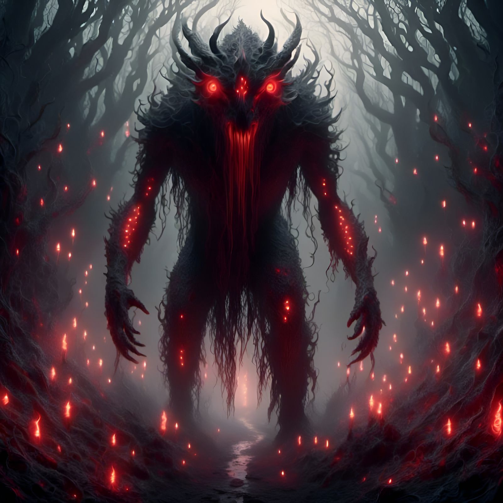 Mud Monster in Eerie Environment with Glowing Runes