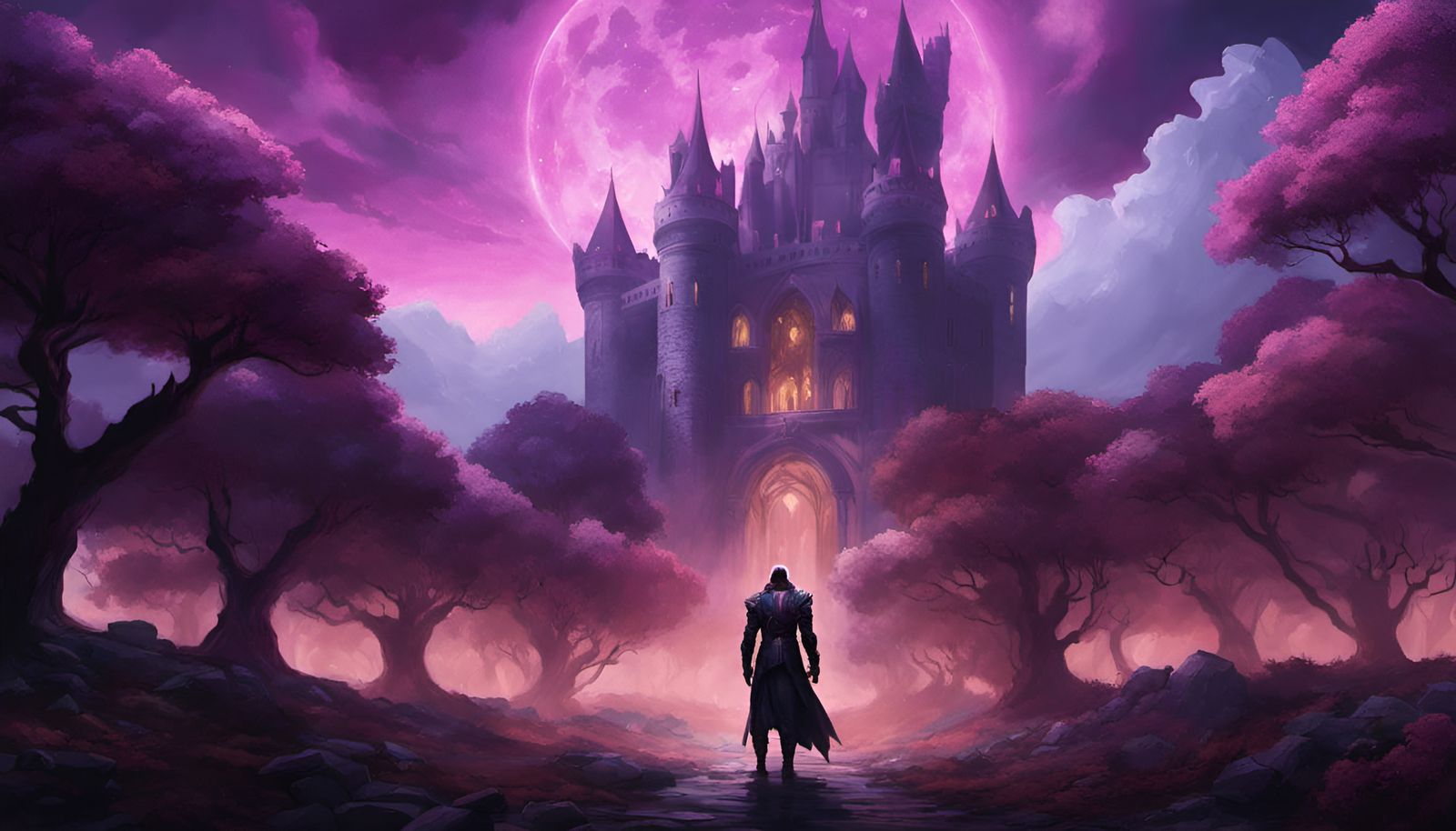 Eldritch Castle Concept Art in Violet Lighting