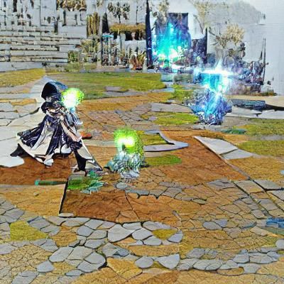 Dynamic Action Scene with Powerful Central Figure