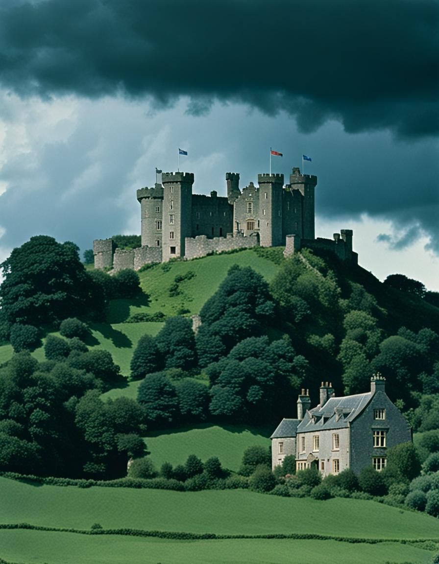 Dramatic Castle Photograph in Dufaycolor Style