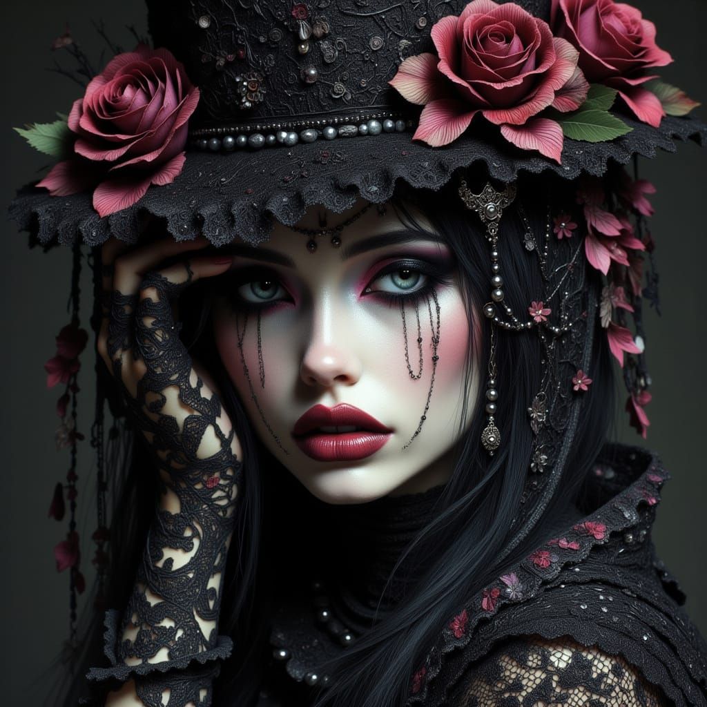 Gothic Victorian Lady Radiates Love in Dark Fantasy Portrait