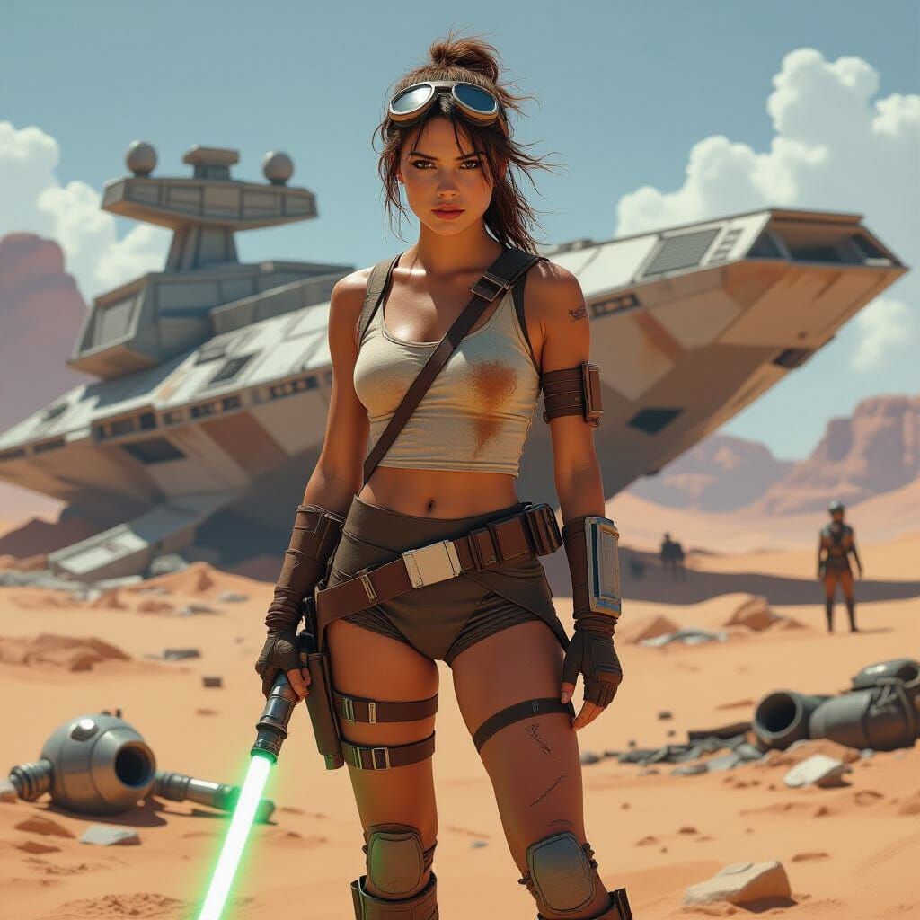 Female Scavenger on Desert Planet in Gritty Style