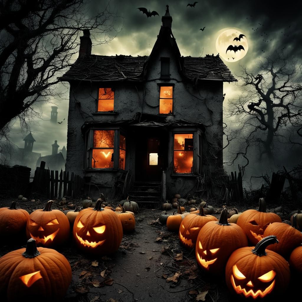 Haunted Village with Ghosts in Photographic Style