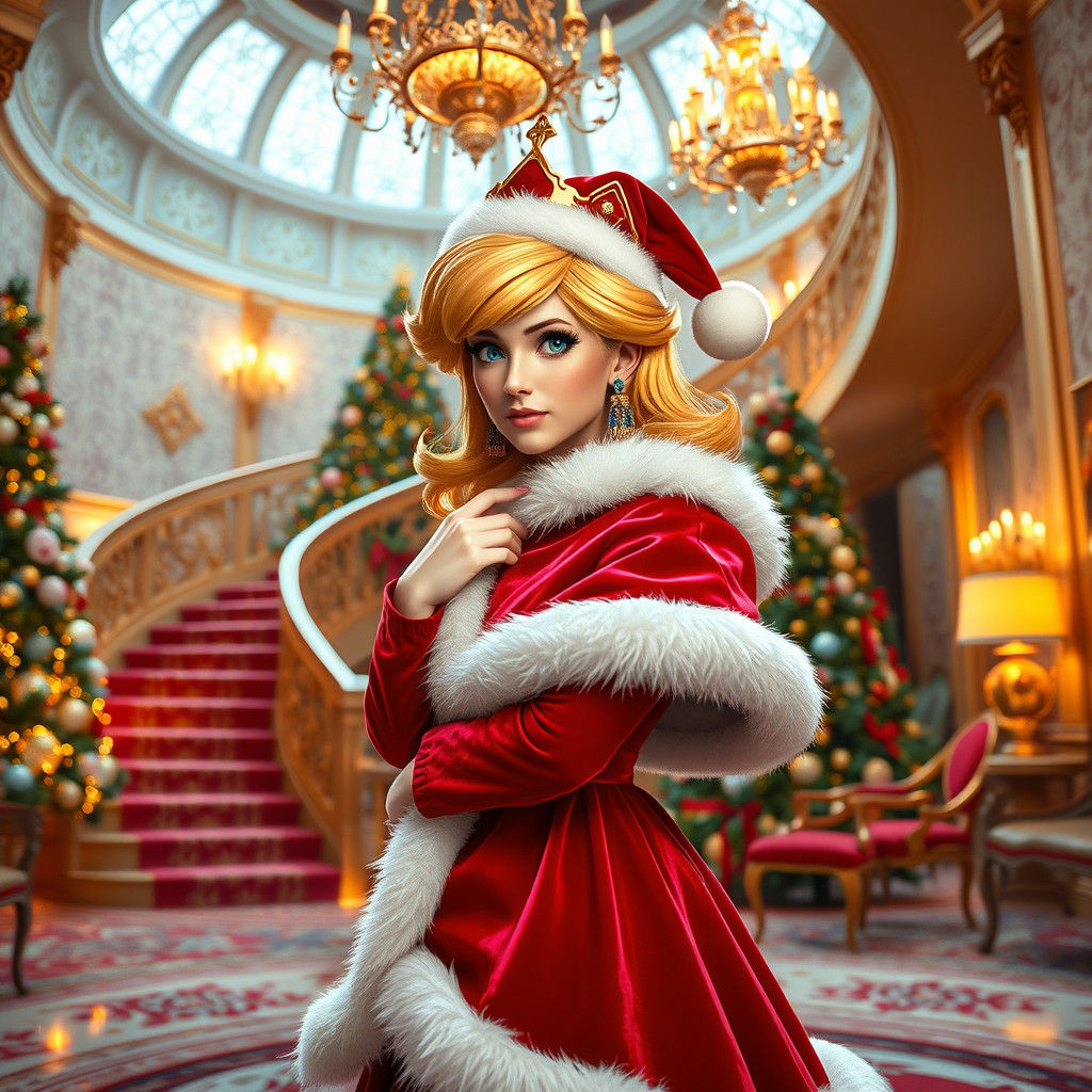 Princess Peach's Christmas Mansion Portrait