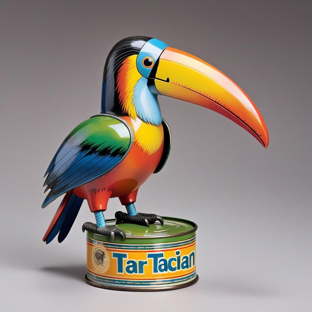 Colorful Tin Toy Toucan Illustration
