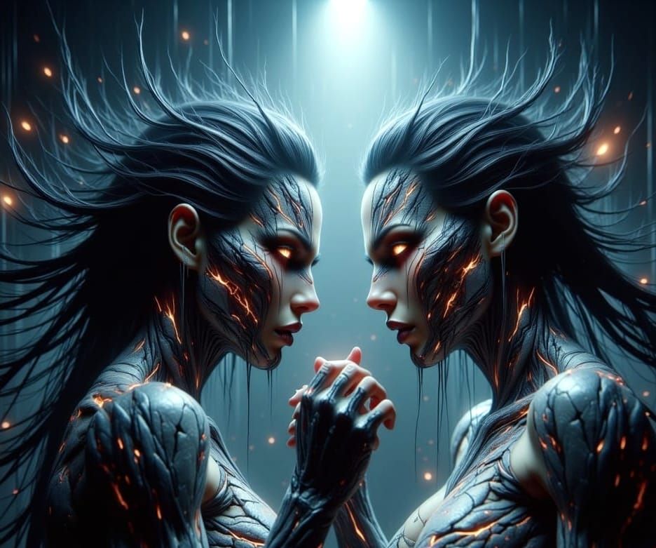 Intense Confrontation Between Two Ethereal Women