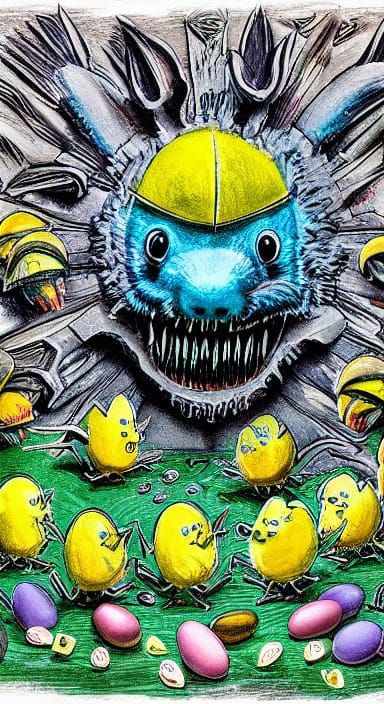 Easter Bunny Horror in Pastel Hues