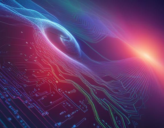 Cyberpunk Computer Display with Intricate Code