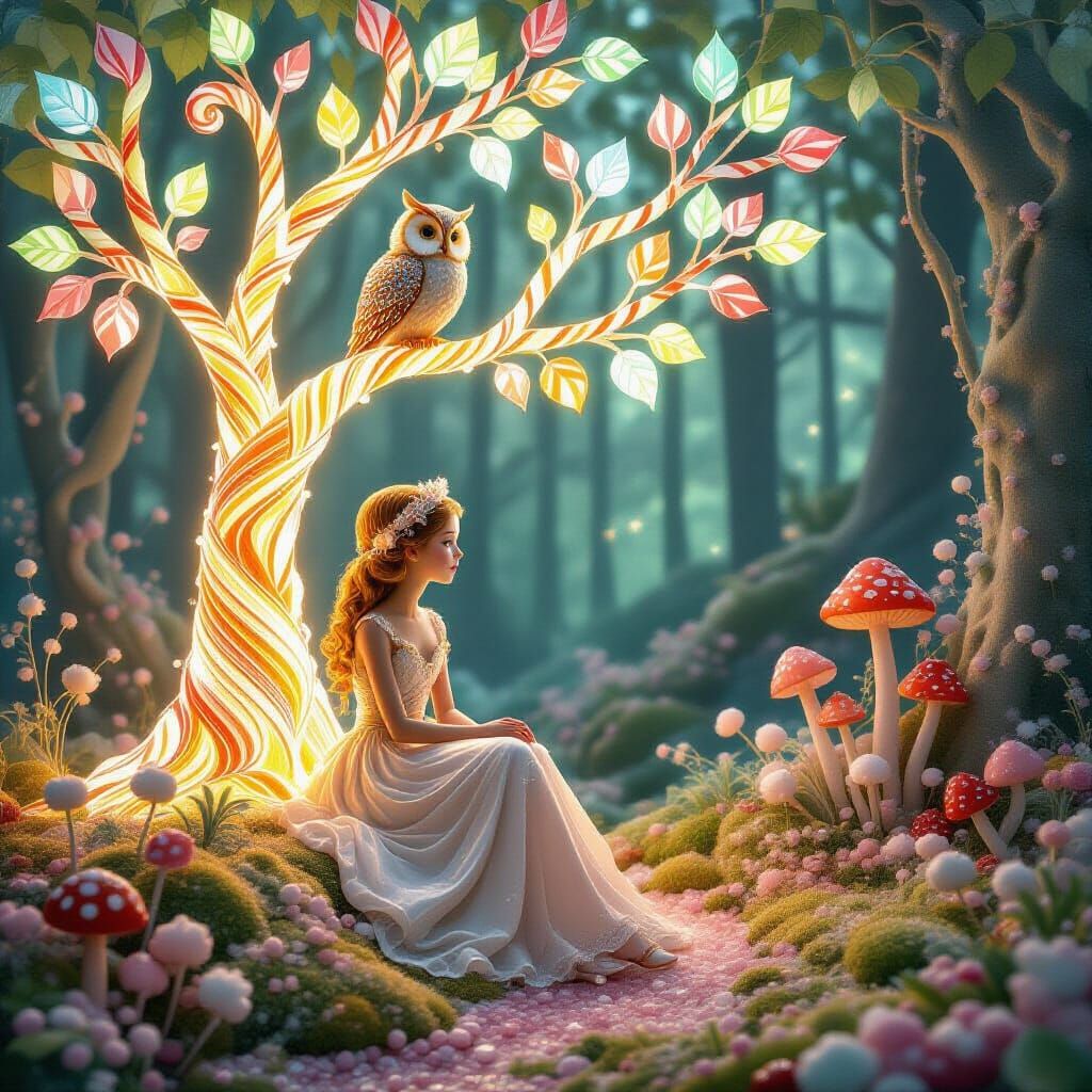 Art Nouveau Candy Forest with Sugar Sculpture Girl