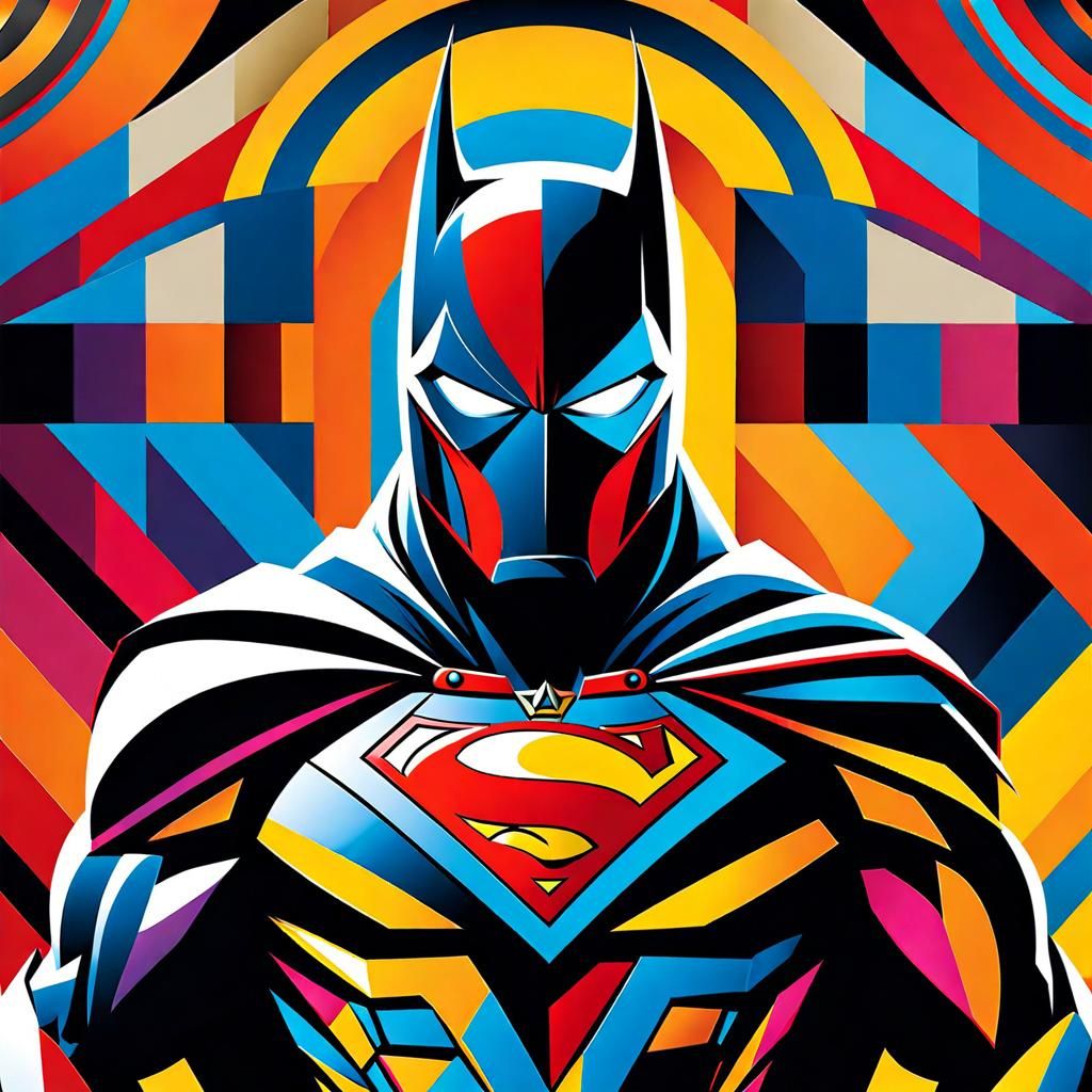 Anthropomorphic Superhero in Surreal Cubist Style