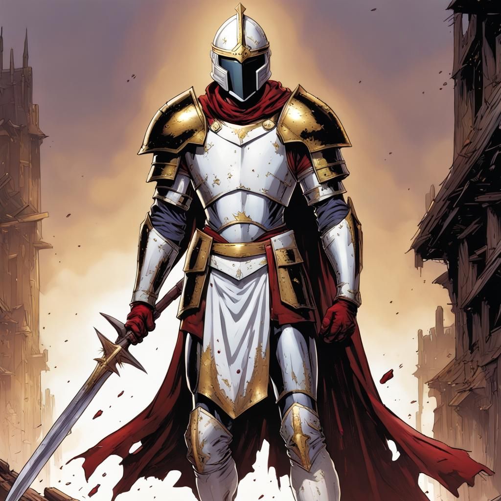 Armored Warrior with Claymore, Comic Book Art