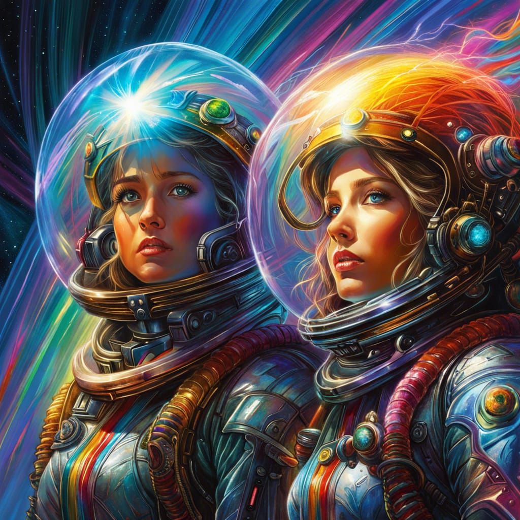 Rainbow Light Unleashed: Cyberpunk Space Girls