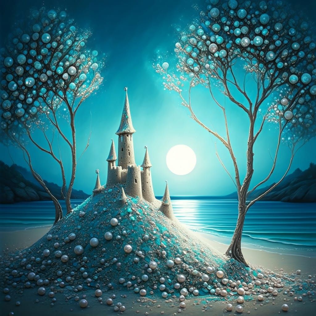 Luminous Beach Scene in Dreamlike Style