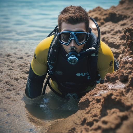 Scuba Diver's Peril: Sinking in Quicksand