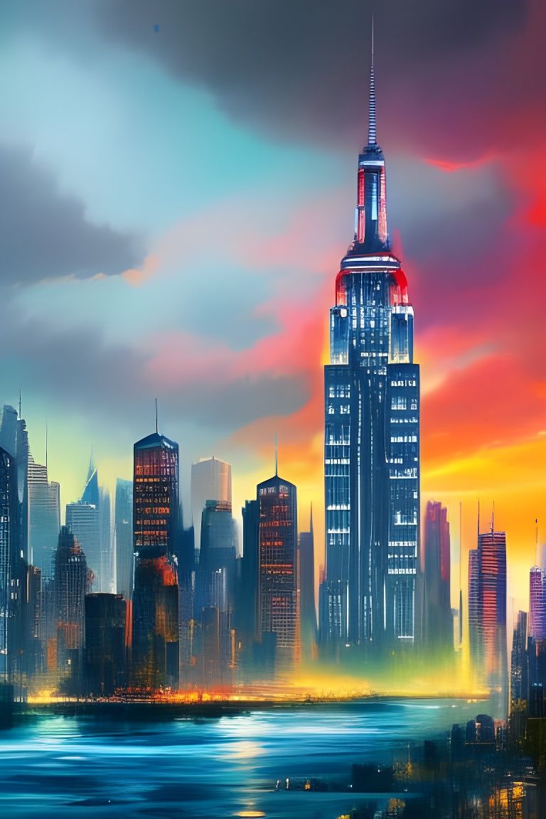 Majestic New York Cityscape at Sunset