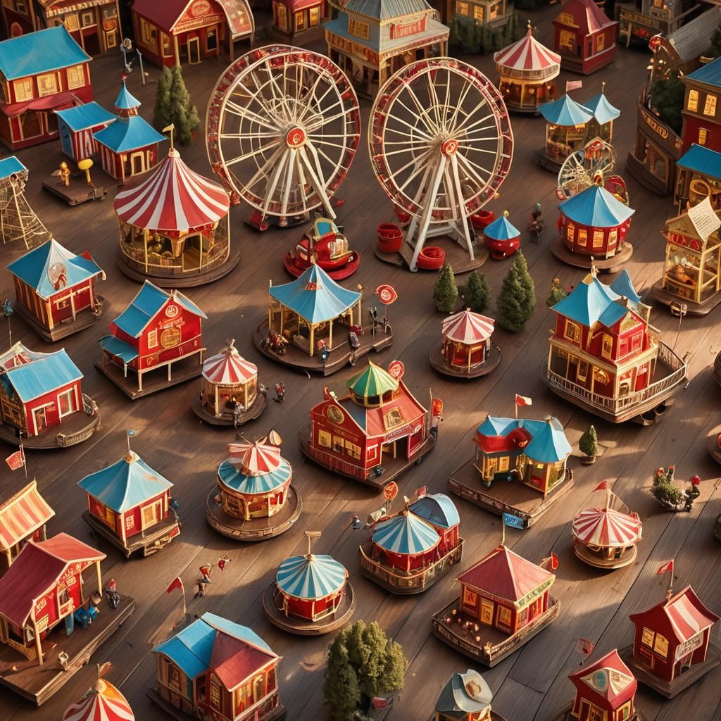 Whimsical Miniature Amusement Park in 8K