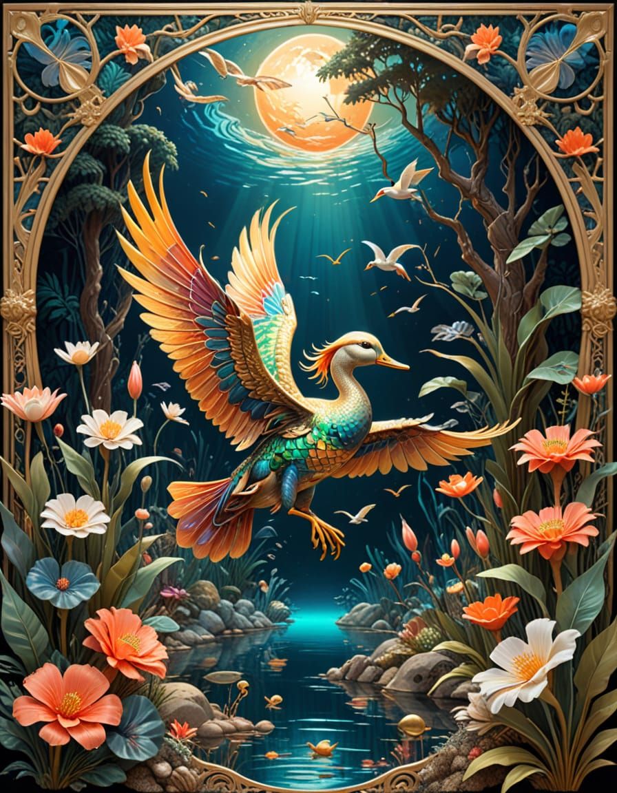 Alien-Angel and Duck in Nature Reclaimed City