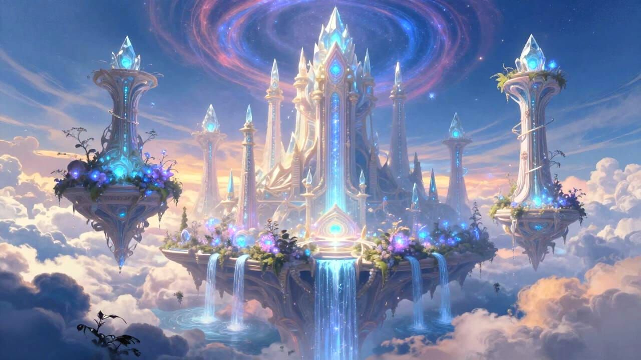 Sacred Aetheric Utopia: Ethereal Cityscape