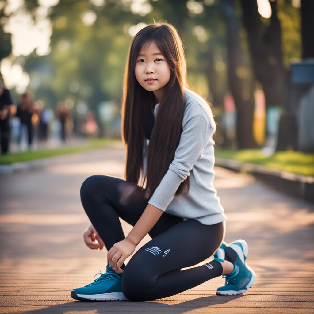 Girl in Leggings Poses for Professional Photo