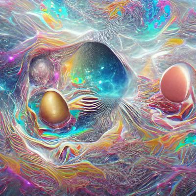 Cosmic Egg: Holographic Astral Illustration