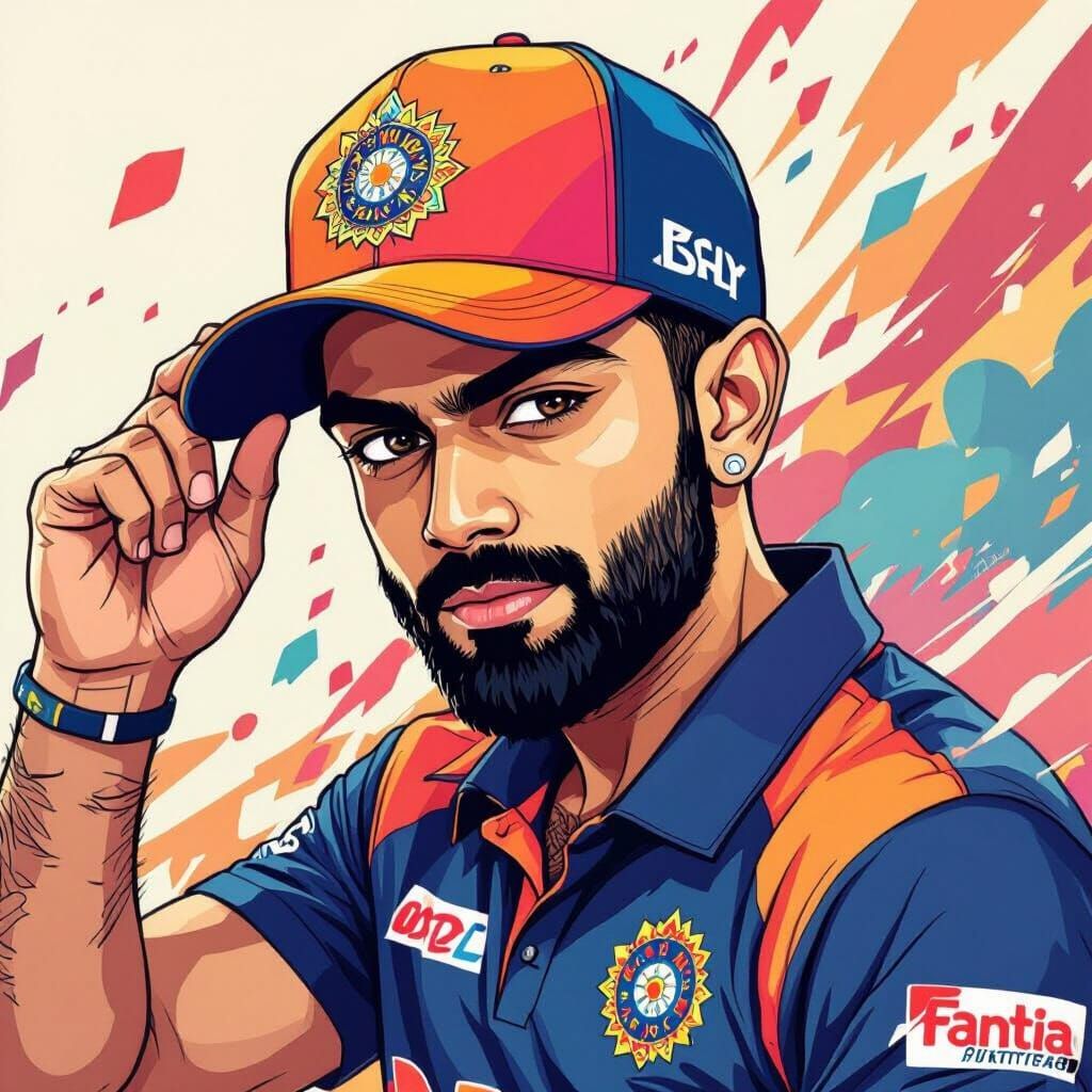 Virat Kohli Anime-Style Illustration in Manga Art Style