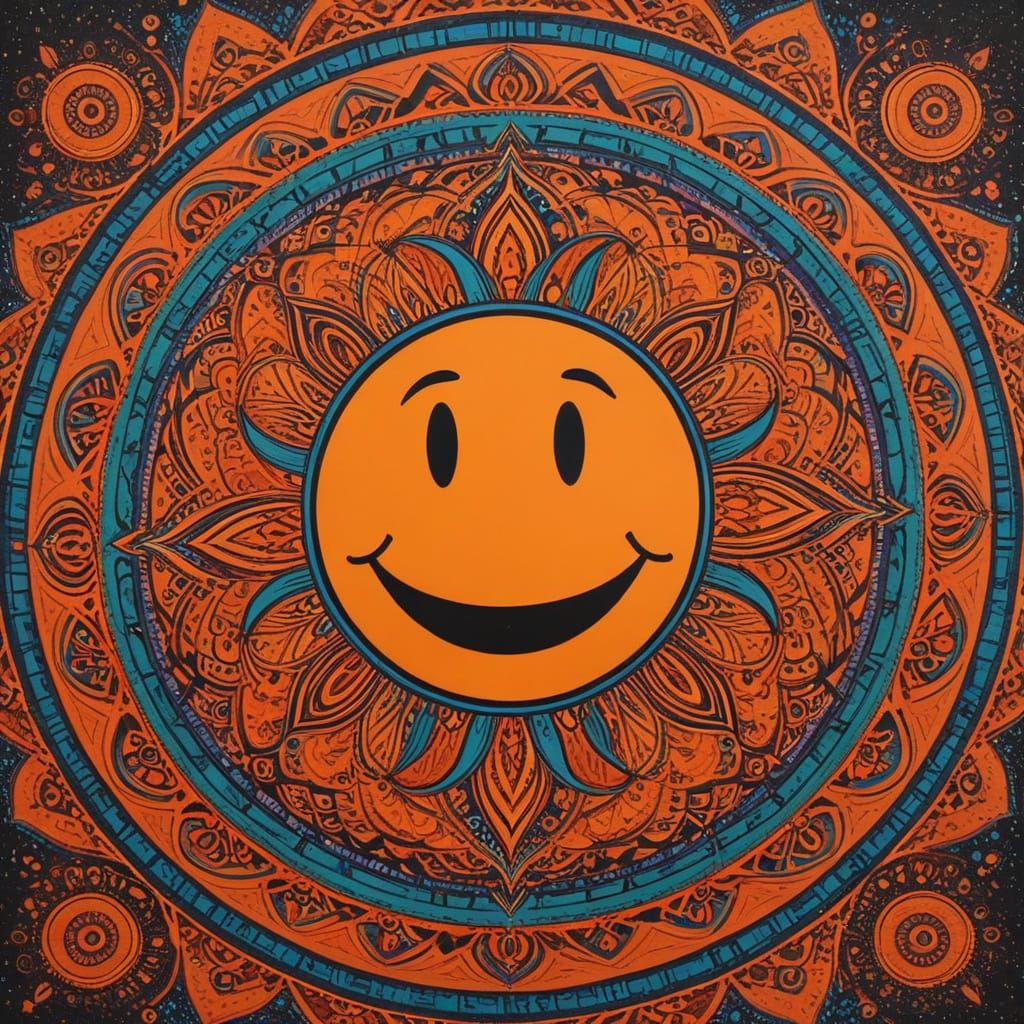 Psychedelic Rock Poster in 1960s Tribal Mandala Style