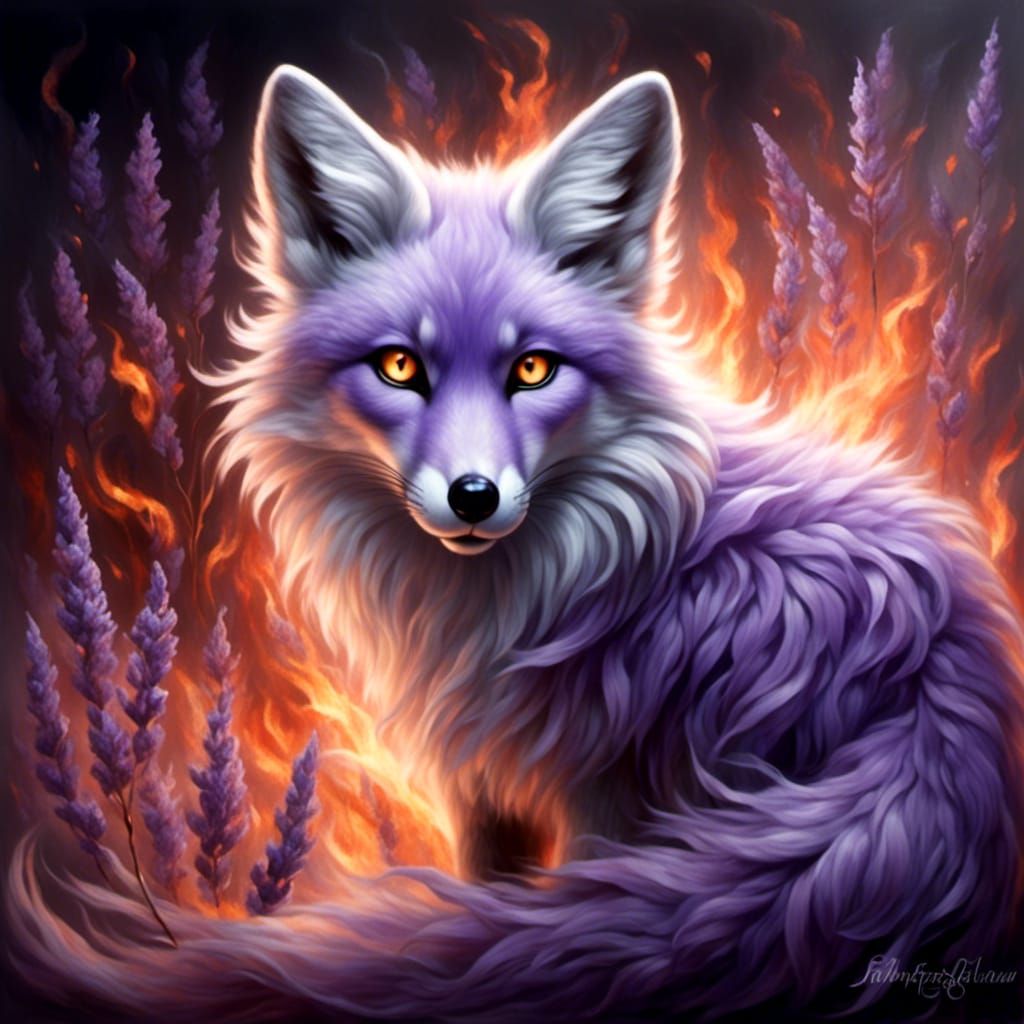 Flaming Lavender Fox with Prismatic Eyes