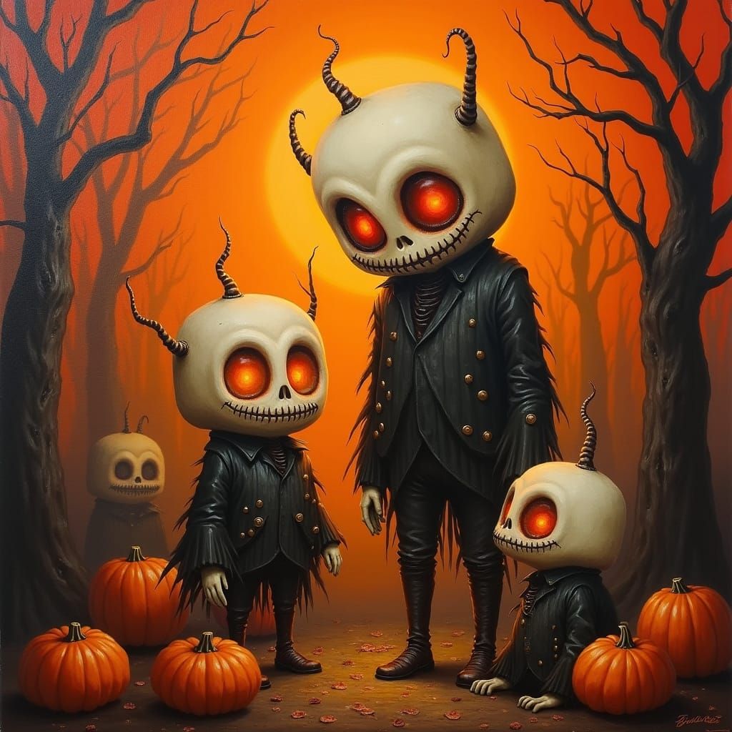 Marshmallowpunk Halloween Scene in Expressionist Style