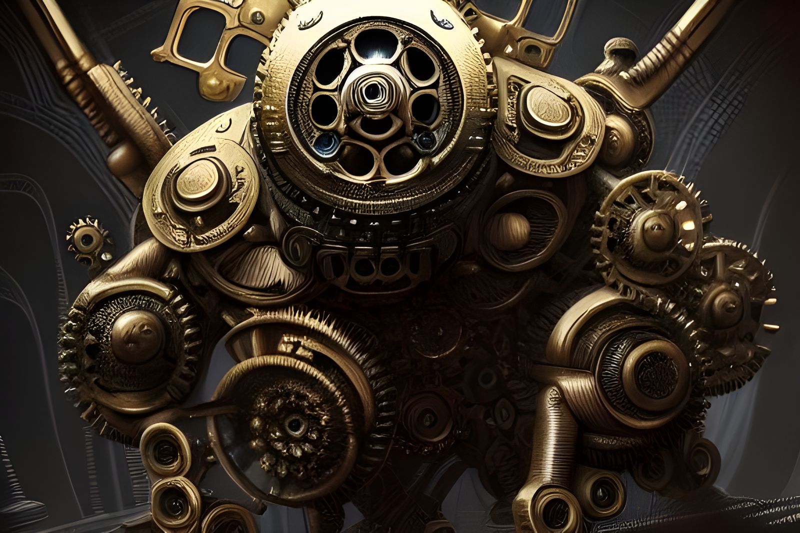 Brass Beholder Living Machine in Retrofuturistic Style