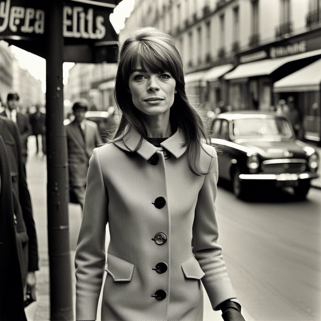 Parisian Woman in 1960s Fashion: Hyperrealistic Photography