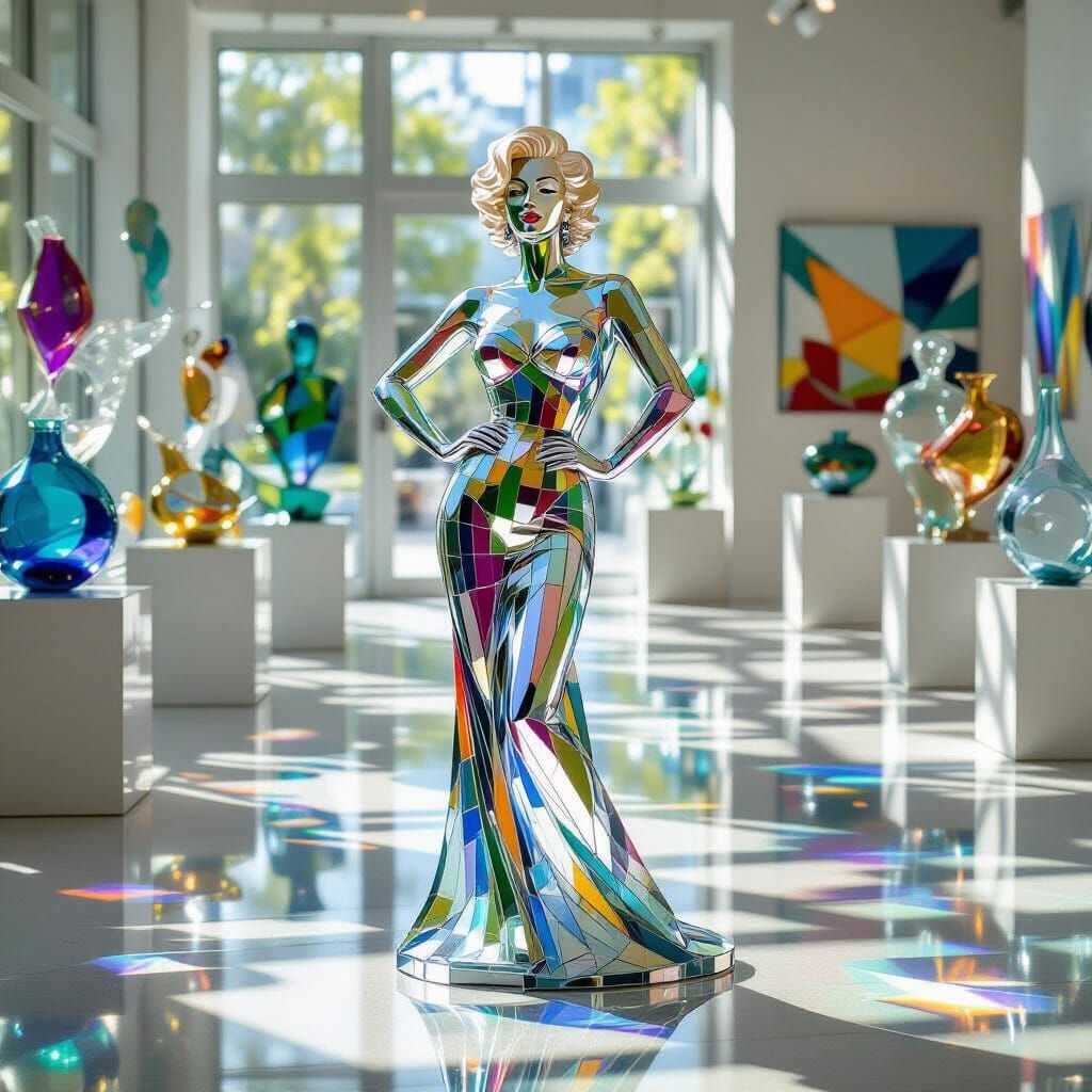 Marilyn Monroe Sculpture in Impressionist Glass Art Style