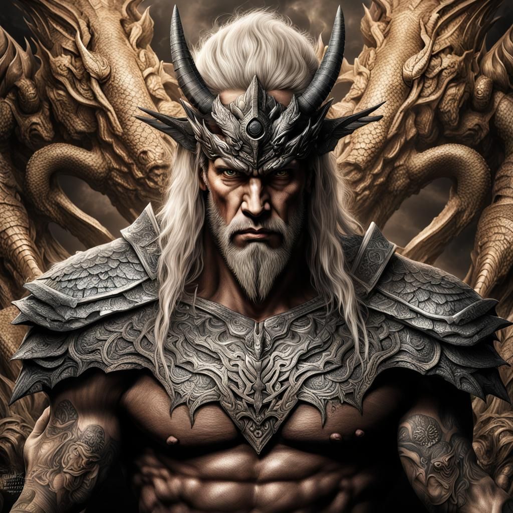 Hyperrealistic Dragon King Demigod Warrior