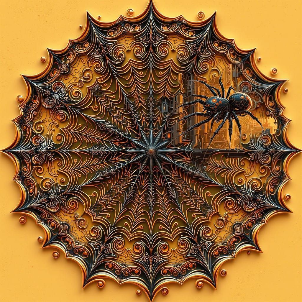 Spider Encoded with Elegant Math in Intricate Cursive Script