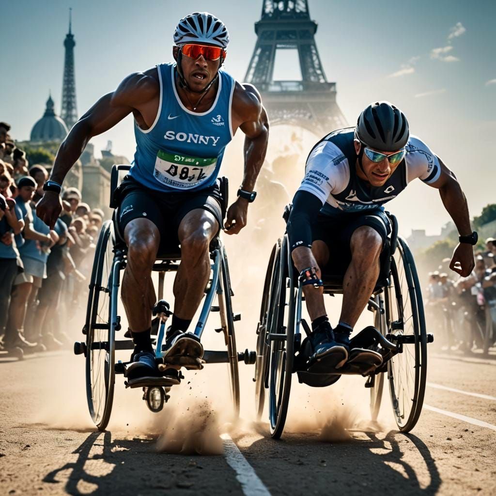 Paris para Olympic:  Para-athletes in a wheelchair road race
