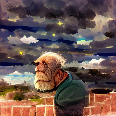 Old Man Contemplates Boundless Skies