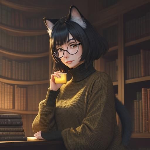 velma from scooby doo as a cat girl