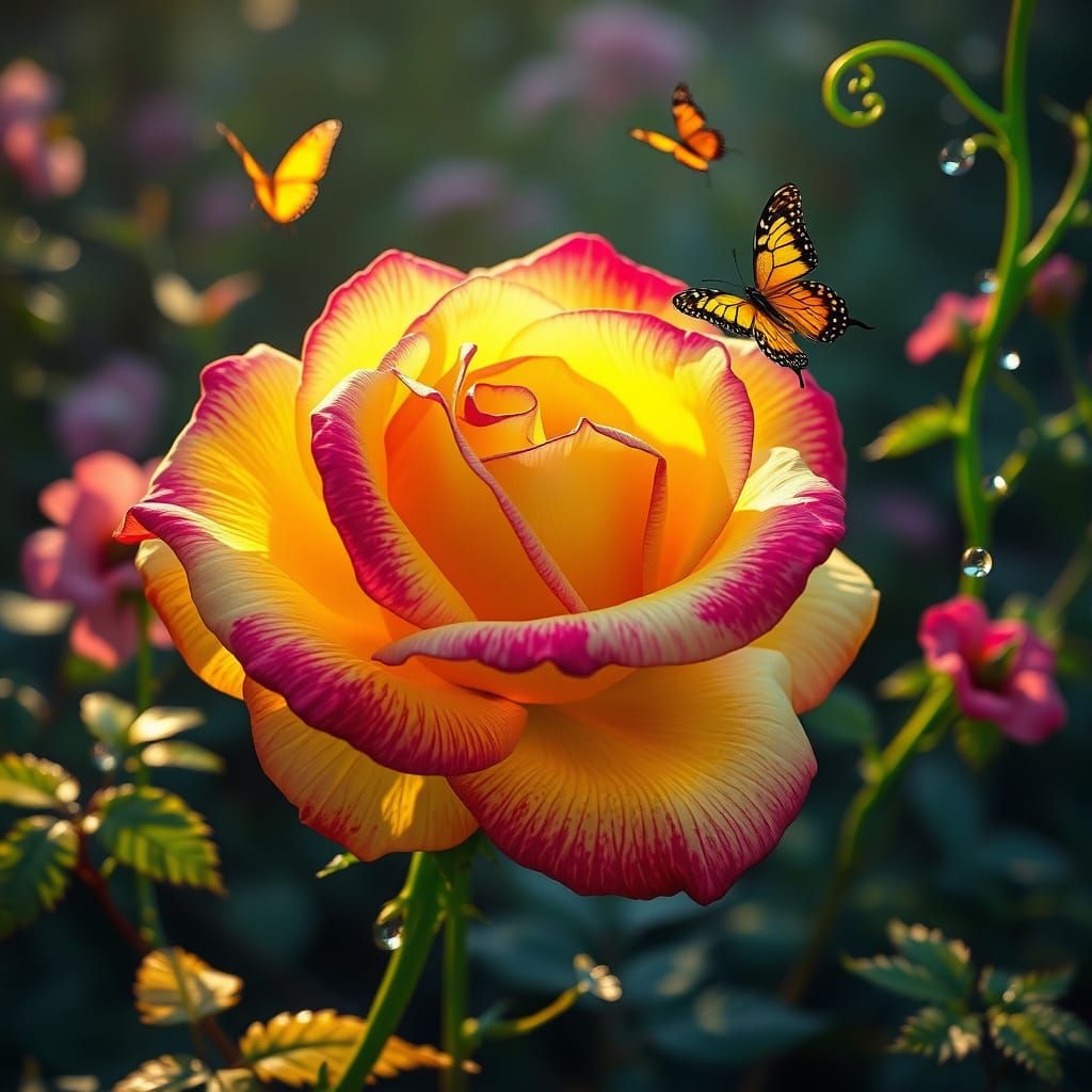 Surreal Rose in Portland Garden, Dreamlike Surrealism