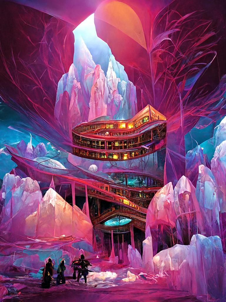 Vibrant Fantasy Casino in Science Fiction Setting