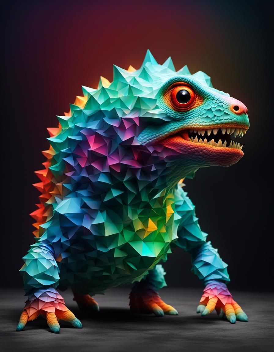 Fourth-Dimensional Creature Defying Physics in Bold Colors